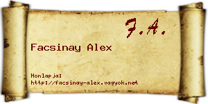 Facsinay Alex névjegykártya